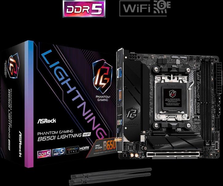ASRock B650I Lightning WiFi Moederbord - Mini-ITX, Computers en Software, Moederborden, Zo goed als nieuw, AMD, DDR5, Ophalen of Verzenden
