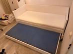 Eenpersoonsbed met logeerbed & opberglade, Huis en Inrichting, Slaapkamer | Bedden, Ophalen, 90 cm, Eenpersoons, Wit