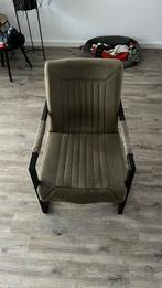 2x Fauteuil / stof groen suède, Huis en Inrichting, Fauteuils, Ophalen, Gebruikt, 75 tot 100 cm, Stof