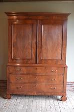 Prachtig strak antiek mahonie houten kabinet., Antiek en Kunst, Verzenden