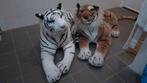 2 grote tijger knuffels bruin zwart, wit zwart 80 cm, Ophalen, Gebruikt, Overige typen