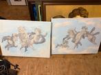 Engeltjes Schilderijen op doek - Set van 2, Antiek en Kunst, Ophalen