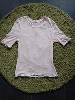Y2K / 2000s lichtroze top, lettuce hem, maat S-M, H&M, Verzenden, Zo goed als nieuw, Korte mouw