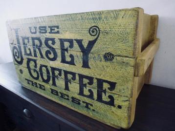 Grote houten kist/krat/Jersey Coffee /vintage/industrieel beschikbaar voor biedingen