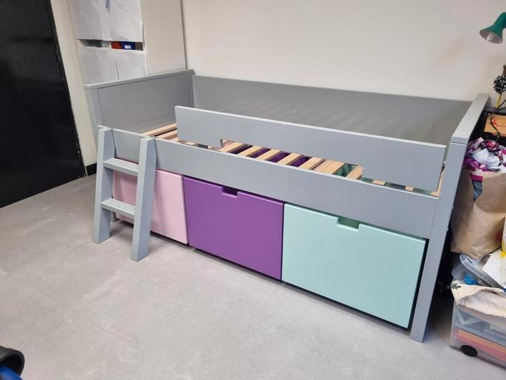 Bopita hoogslaper incl. lattenbodem met 3 grote bakken, Kinderen en Baby's, Kinderkamer | Stapelbedden en Hoogslapers, Gebruikt