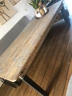 Massief houten eettafel 220x90 cm, Huis en Inrichting, Tafels | Eettafels, Ophalen, 200 cm of meer, 50 tot 100 cm, Zo goed als nieuw