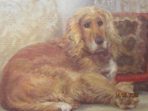 Leuk schilderijtje van een liggende Spaniel Van Vreeland, Huis en Inrichting, Woonaccessoires | Schilderijen, Tekeningen en Foto's