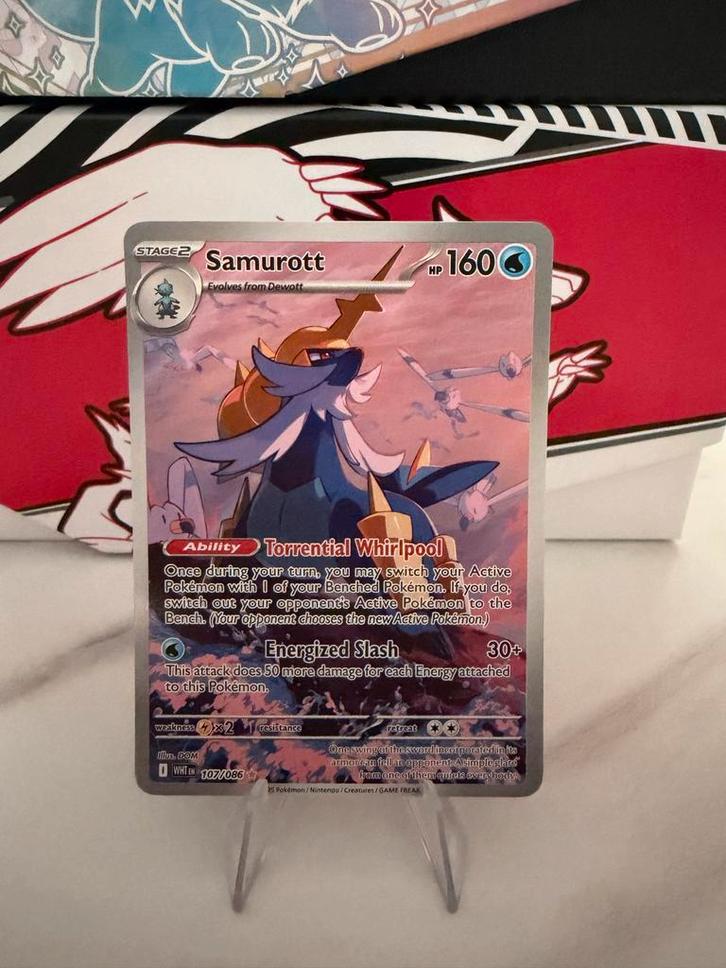 Samurott 107/086 White Flare - NM, Hobby en Vrije tijd, Verzamelkaartspellen | Pokémon, Zo goed als nieuw, Losse kaart, Ophalen of Verzenden