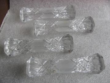 Set van 4 Oude Messenleggers van Glas / Kristal ? - 9 cm beschikbaar voor biedingen