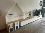 Maatwerk TV meubel met bureau/speelhoek Ikea Besta, Huis en Inrichting, Eikenhout, Ophalen of Verzenden, Zo goed als nieuw, 200 cm of meer