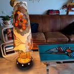 Vintage 70s vloerlamp , Oranje Bloemen Lampenkap, Ophalen, Zo goed als nieuw