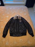 Stoere leren pilotenjas met bontkraag, Kleding | Heren, Maat 52/54 (L), Ophalen of Verzenden, Gedragen, Onbekend