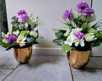 Kunstbloemstuk in goudkleurige pot - Set van 2, Ophalen of Verzenden, Nieuw, Binnen