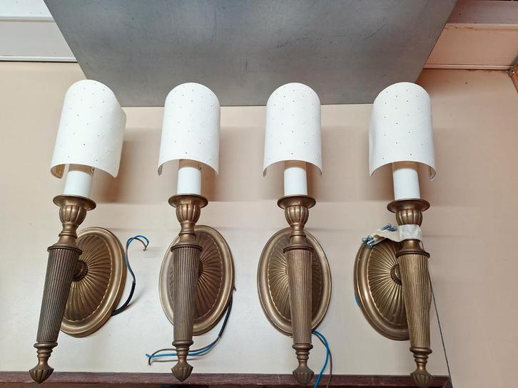 4 Laura Ashley Wandlampen Messing/Koper met Ecru Kap, Huis en Inrichting, Lampen | Wandlampen, Nieuw, Metaal, Ophalen of Verzenden