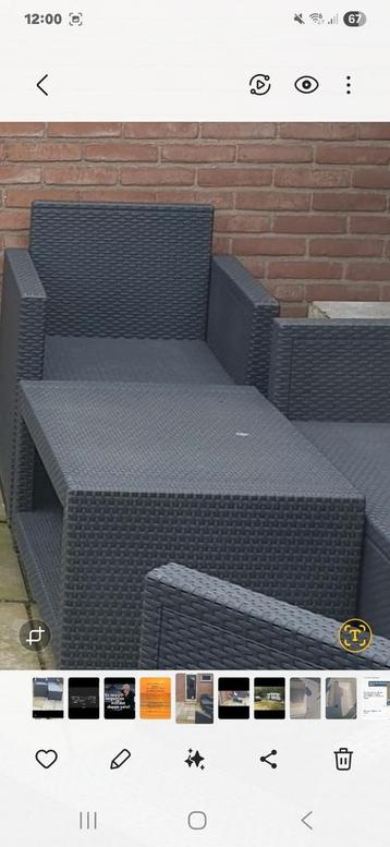 Tuinset bank 2 stoelen en tafel en kussens beschikbaar voor biedingen
