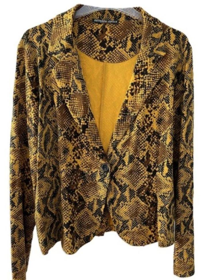 Juffrouw Jansen Amsterdam jasje XXL animalprint geel, Kleding | Dames, Jasjes, Kostuums en Pakken, Zo goed als nieuw, Jasje, Maat 42/44 (L)