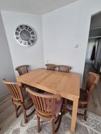 eettafel +stoelen, Gebruikt, 100 tot 150 cm, Teakhout, Ophalen of Verzenden