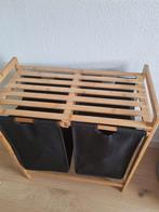 Bamboe dubbele wasmand  2 waszakken en plank 37 liter, Huis en Inrichting, Ophalen, Zo goed als nieuw, Overige typen