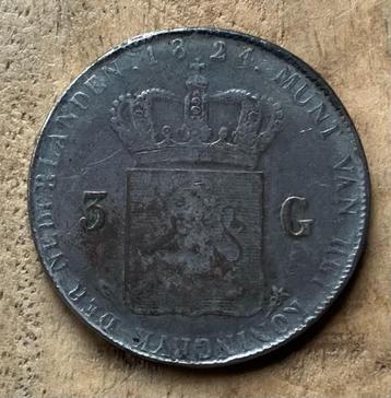 3 gulden 1824 Willem I beschikbaar voor biedingen