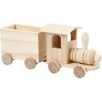 Houten speelgoed trein met wagon 21.5x9.5cm cadeau kinderen, Nieuw, Verzenden