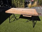 Steigerhouten Bureau met Zwart Frame, Huis en Inrichting, Bureaus, Ophalen, Gebruikt, Bureau