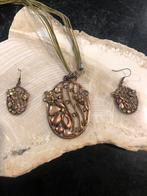 Schitterende ketting met oorbellen brons kleurig, Ophalen of Verzenden, Nieuw, Blauw, Overige materialen