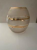 retro glazen vaas klein mat, doorzichtig en goudranden, Antiek en Kunst, Antiek | Glas en Kristal, Ophalen of Verzenden