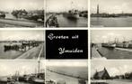 Groeten uit IJmuiden - 8 afb. haven sluizen vuurtoren - onge, Ophalen of Verzenden, 1920 tot 1940, Ongelopen, Noord-Holland