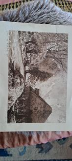 Drie oude prenten: boerderij, schans, haven, Antiek en Kunst, Ophalen of Verzenden