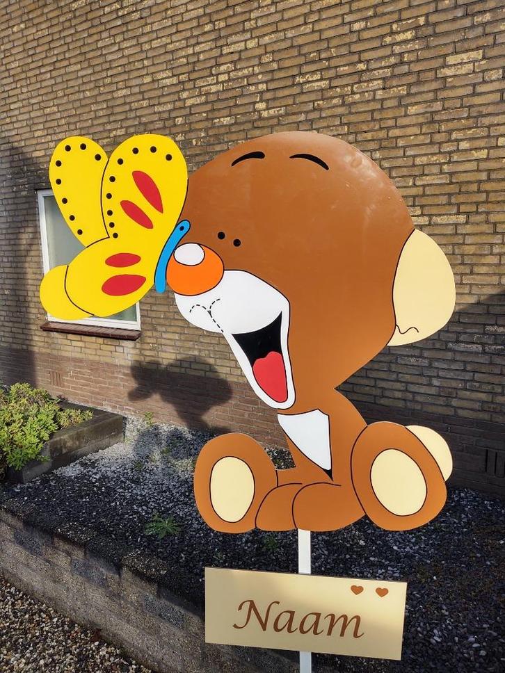 babybordverhuur westervoort, hondje met vlinder, geboortebor, Kinderen en Baby's, Kraamcadeaus en Geboorteborden, Nieuw, Geboortebord