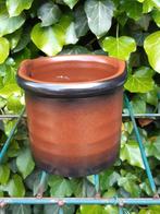 Vintage hang bloempot bruin 10 cm, Ophalen of Verzenden, Rond, Aardewerk, Minder dan 25 cm