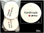 50 cadeau label, kaartje 'Handmade with love O-16, Ophalen of Verzenden, Nieuw, Overige typen