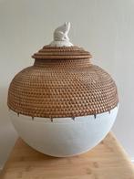 Decoratieve sierpot/mand birma riet, Ophalen, Zo goed als nieuw, Rond, Riet