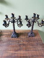 Twee antieke bronze kandelaars 41 cm, Antiek en Kunst, Ophalen of Verzenden, Koper of Brons