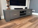 Massief houten tv-meubel lava grijs – soft close lades, Ophalen, 150 tot 200 cm, Zo goed als nieuw, Minder dan 100 cm
