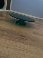 Groene glazen schaal op voet, Ophalen, Schaal, Rond, Glas