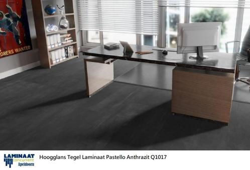 Hoogglans Tegel Laminaat Antraciet 81cm X 40cm €19,95p/m2, Huis en Inrichting, Stoffering | Vloerbedekking, Nieuw, Laminaat, Zwart
