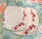 Serveer schaal Orchidee vierkant bord 2 stuks 🌸🌸, Keramiek, Ophalen of Verzenden, Overige stijlen, Schaal of Schalen