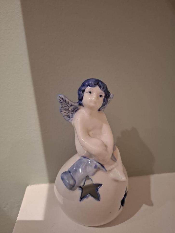 Porseleinen theelichthouder in engelvorm Delfts blauw, Antiek en Kunst, Antiek | Porselein, Ophalen of Verzenden