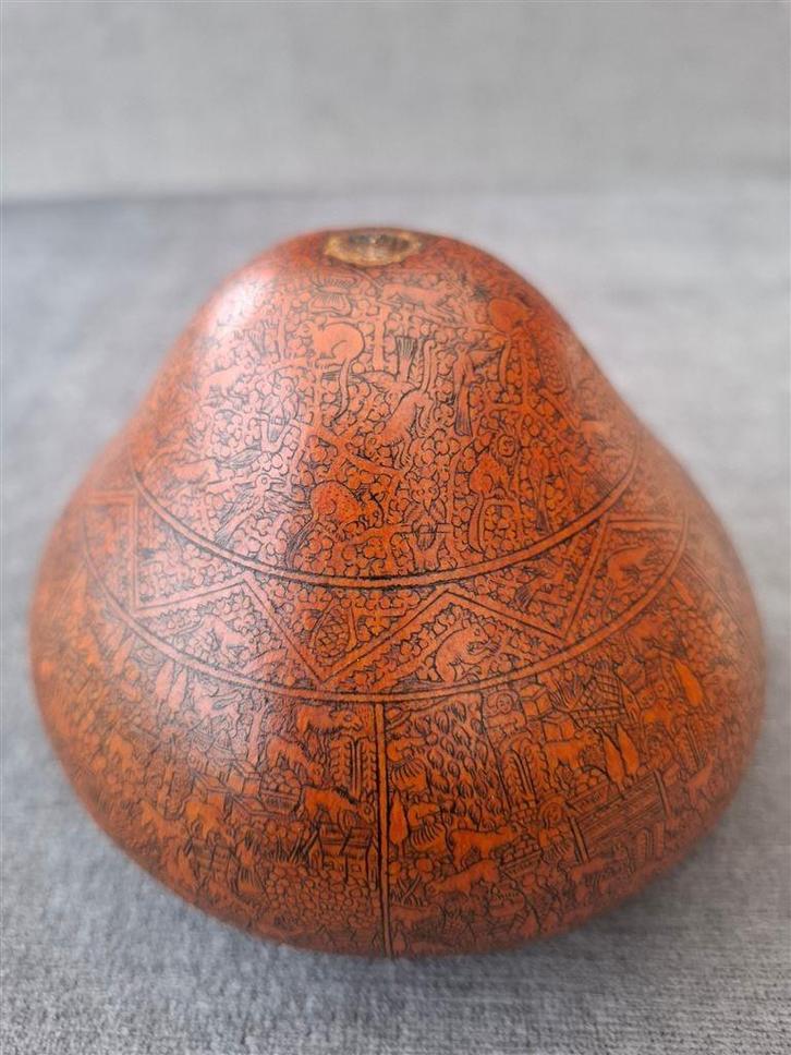 Peruaanse kalabas, mooi gegraveerd 2, Antiek en Kunst, Curiosa en Brocante, Ophalen of Verzenden