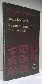 Kopland, Rutger - Herinneringen aan het onbekende (1988), Boeken, Gedichten en Poëzie, Ophalen of Verzenden, Zo goed als nieuw