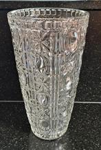 Retro vaas - glas - met bloempatroon, Ophalen of Verzenden