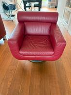 Rode leren draaifauteuil, Ophalen, Gebruikt, Leer, 75 tot 100 cm