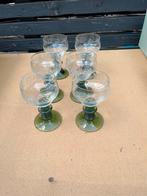 Moezel, wijn, glas, wijnglas, 6 stuks, groen, Verzamelen, Glas en Borrelglaasjes, Ophalen of Verzenden, Gebruikt, Overige typen