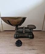 Gave antieke gietijzeren weegschaal koperen schaal, Witgoed en Apparatuur, Weegschalen, Ophalen of Verzenden, Zo goed als nieuw