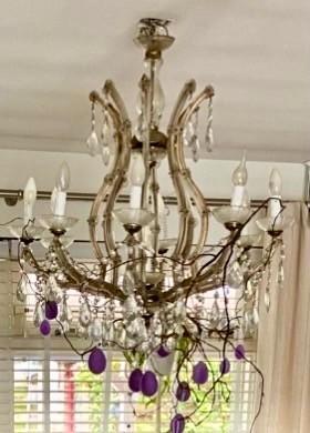 Vintage kroonluchter, Huis en Inrichting, Lampen | Kroonluchters, Gebruikt, Glas, Metaal, Overige materialen, Ophalen
