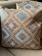 4 Sierkussens 45x45 - Beige, Blauw, geel, Ophalen of Verzenden, Zo goed als nieuw, Beige, Vierkant