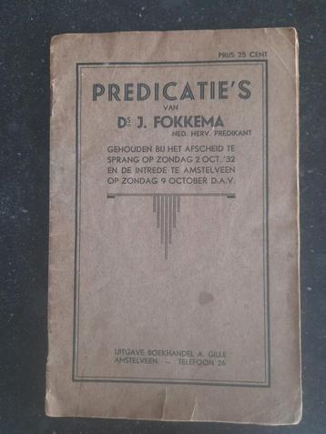 Predicatie's van ds. J. Fokkema, Nederlands Hervormd, 1932 beschikbaar voor biedingen