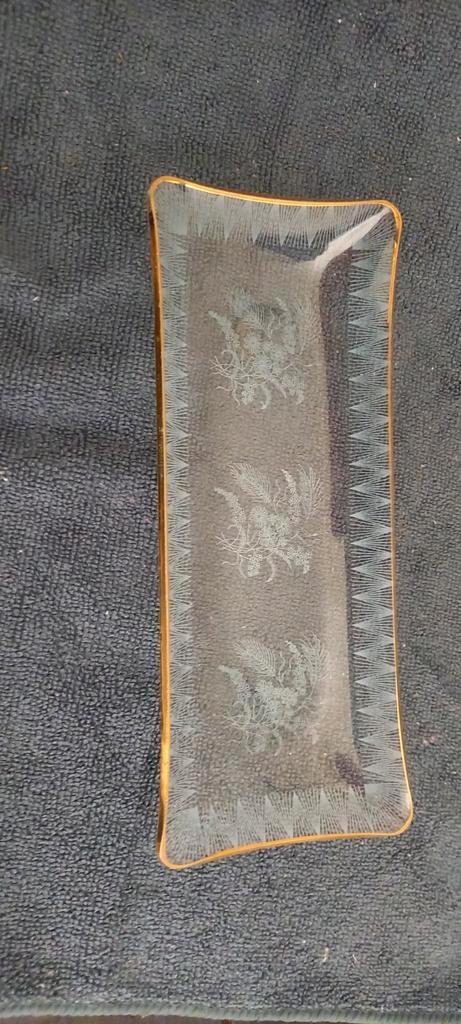 Vintage Glazen Schaal met Gouden Rand, Antiek en Kunst, Antiek | Glas en Kristal, Ophalen of Verzenden