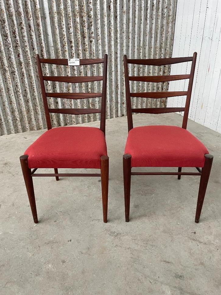 2 Vintage eetkamerstoelen by Cees Braakman, Pastoe 1960, Huis en Inrichting, Stoelen, Gebruikt, Twee, Rood, Ophalen